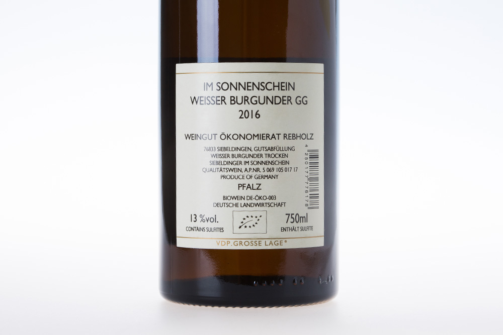 雷布霍兹卓灵泉白皮诺GG白葡萄酒2016|Rebholz Im Sonnenschein Weisser Burgunder GG 2016_白葡萄酒_意活网