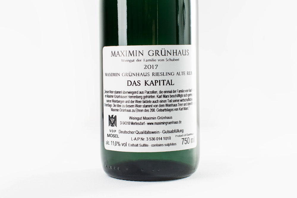 漫绿园资本论老藤雷司令白葡萄酒2017|MAXIMIN GRUNHAUS AR DAS KAPITAL RIESLING 2017_白葡萄酒_意活网