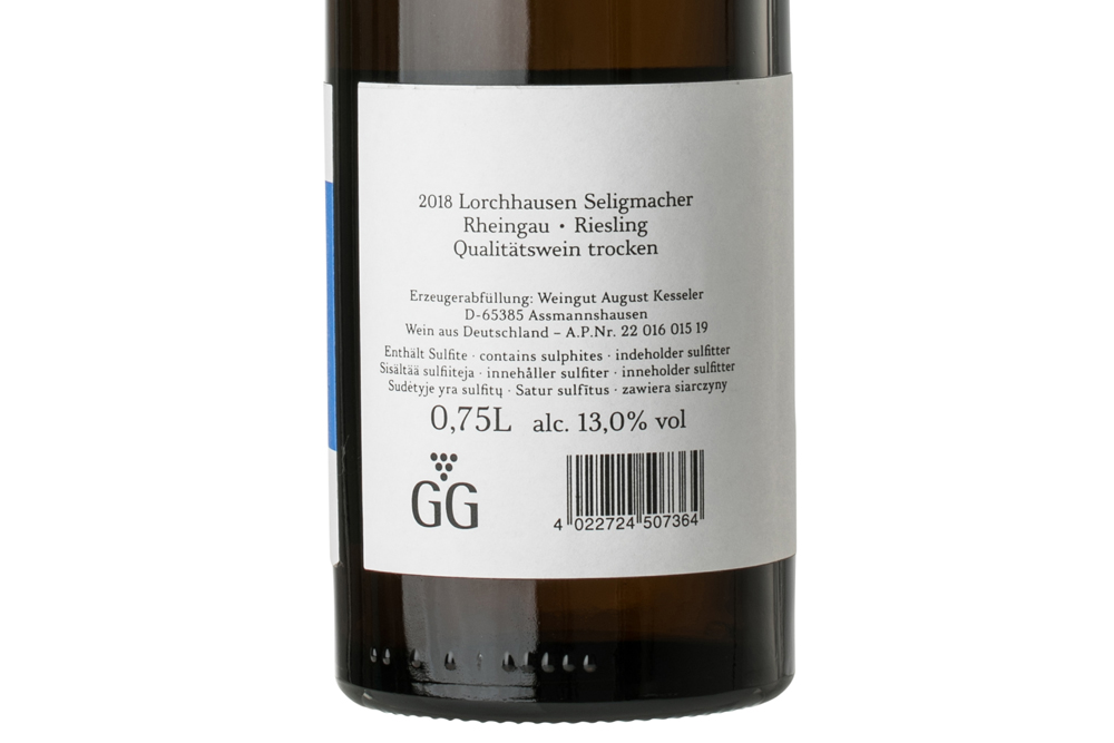 奥凯乐幸福园雷司令GG白葡萄酒2018|August Kesseler Lorchhausen Seligmacher Riesling GG 2018_白葡萄酒_意活网