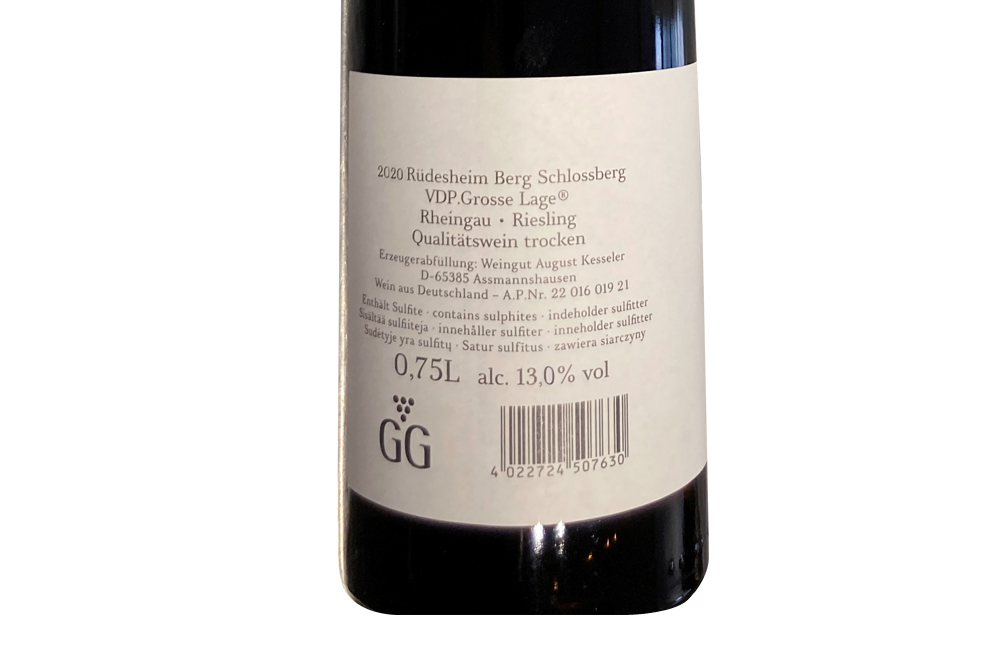 傲客雪山堡雷司令GG白葡萄酒2020|August Kesseler Berg Schlossberg Riesling GG 2020_白葡萄酒_意活网