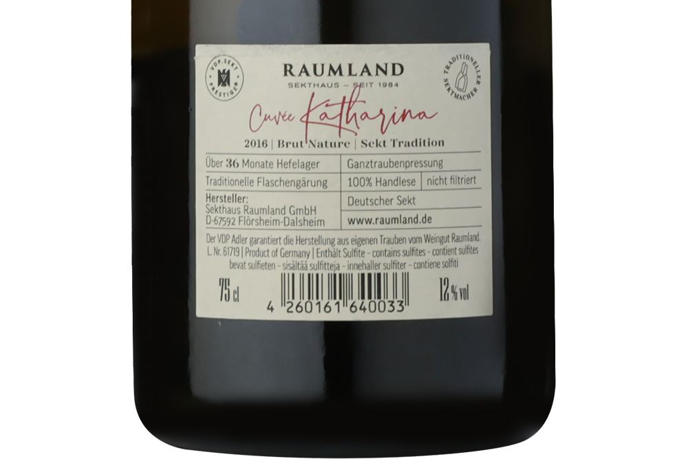 露兰德凯瑟琳起泡葡萄酒2016|Raumland Cuvée Katharina Sekt Brut Nature 2016_起泡酒_意活网