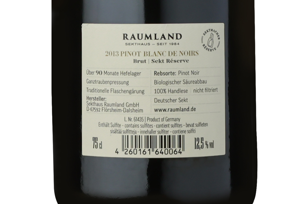 露兰德黑中白珍藏起泡葡萄酒2013|Raumland Pinot Blanc de Noirs Sekt Réserve Brut 2013_起泡酒_意活网