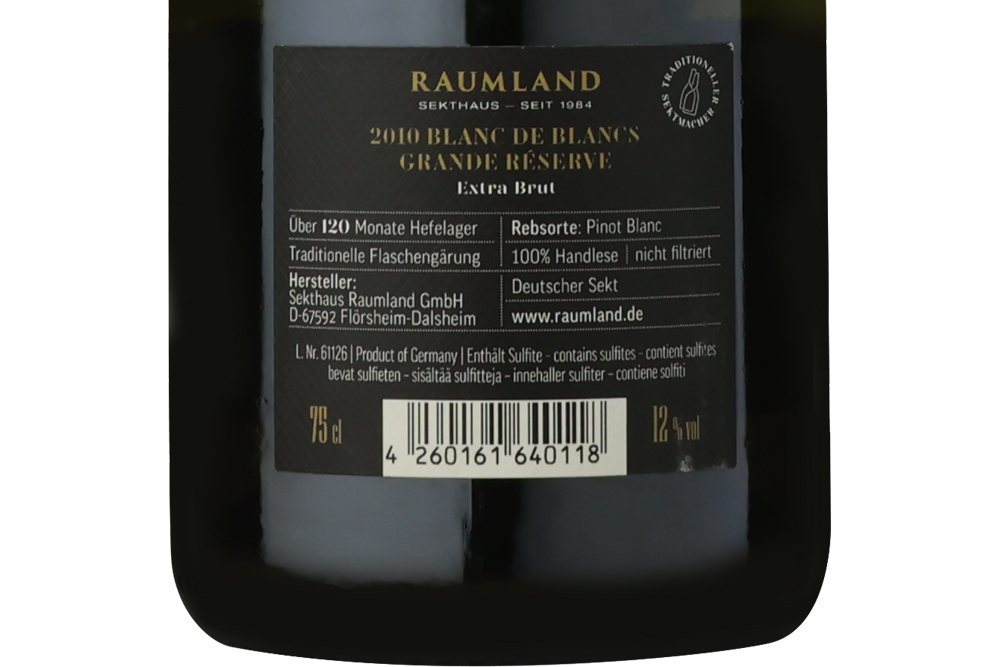 露兰德白中白特藏起泡葡萄酒2010|Raumland Blanc de Blancs Grande Réserve Extra Brut 2010_起泡酒_意活网